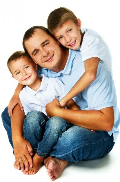 happy father with two sons